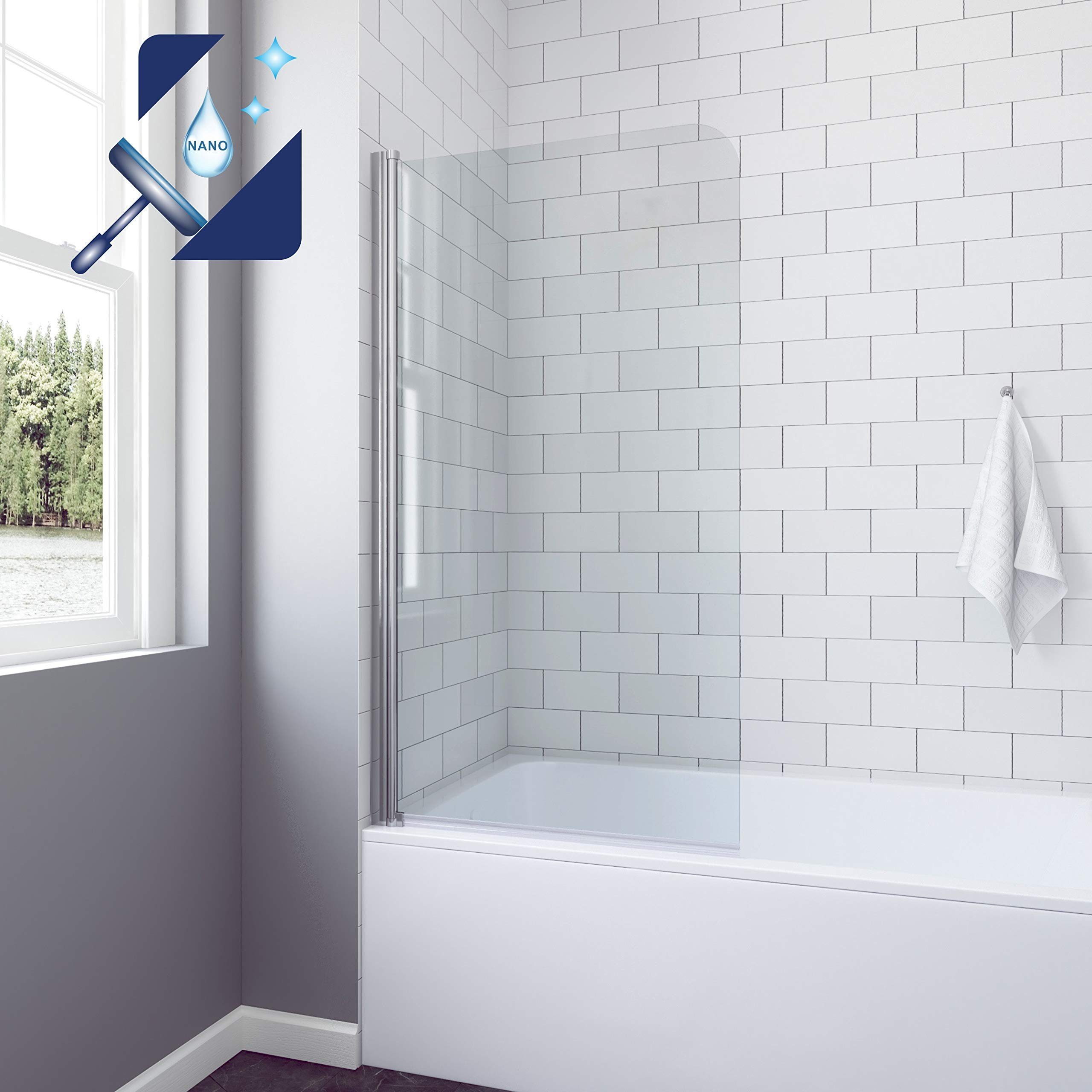 AQUABATOS Badewannenaufsatz Badewannenaufsatz Duschabtrennung Duschwand für Badewanne, 5 mm Einscheibensicherheitsglas (ESG), 80x140cm, Nano Beschichtung, mit Verstellbereich