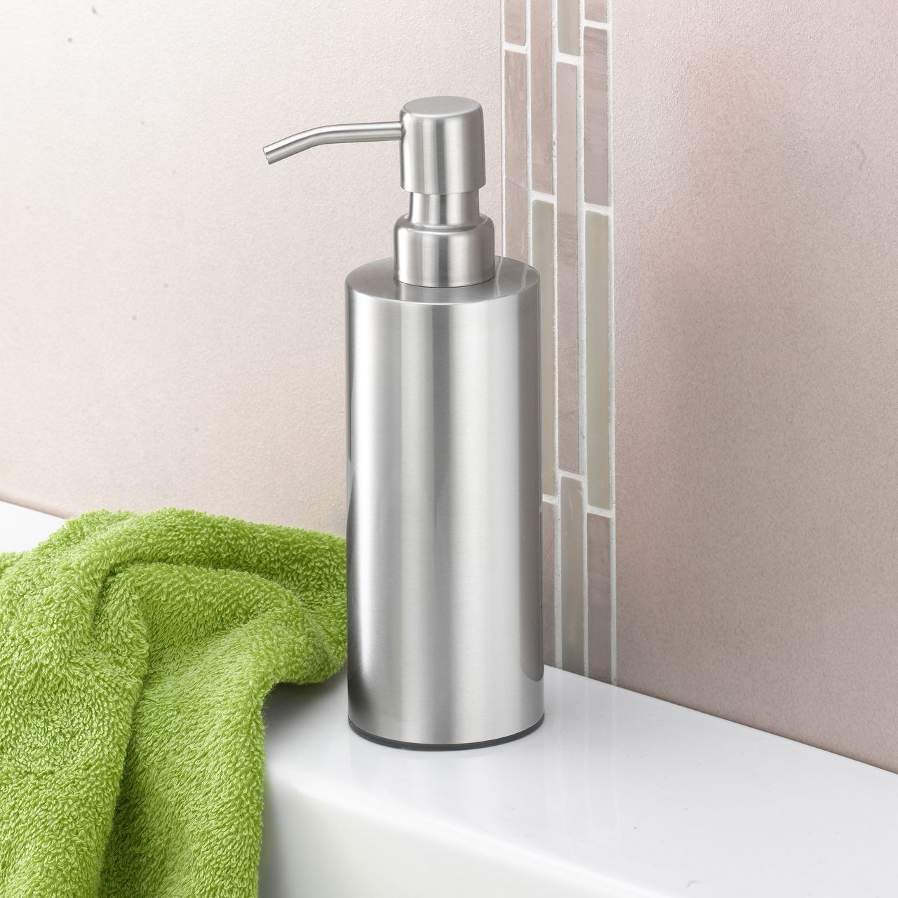 Weles AMARE Seifenspender Edelstahl Zylinder - Antifingerprint Lack, SIlber