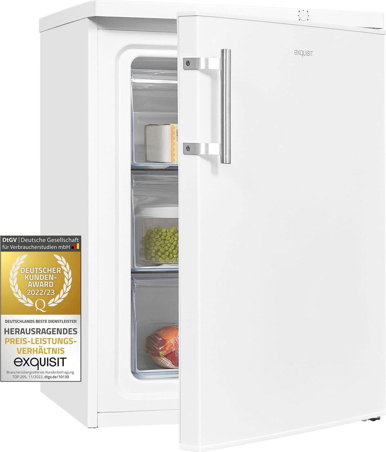 exquisit Gefrierschrank GS18-H-170E weiss, 85,0 cm hoch, 60,0 cm breit