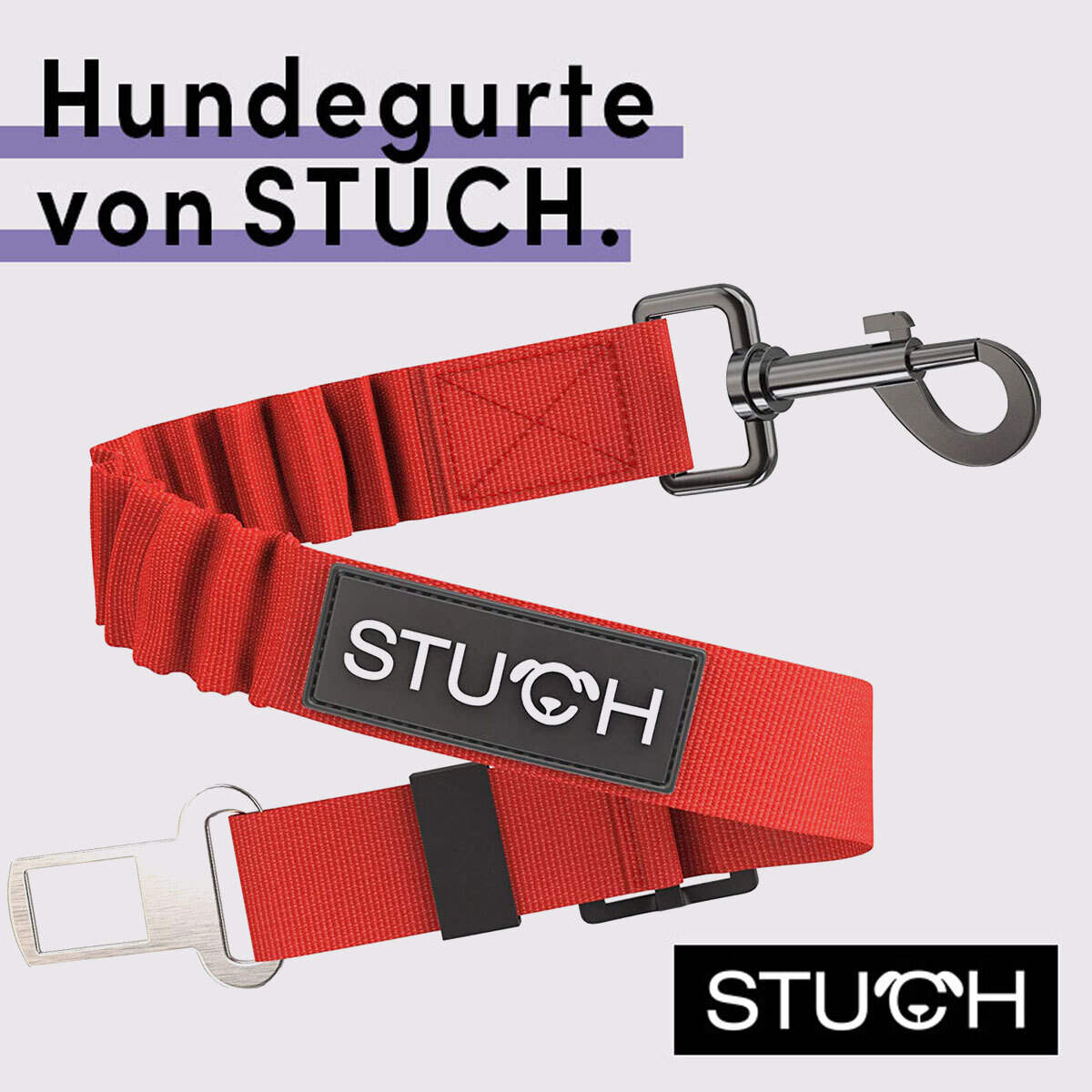 STUCH Autozubehör STUCH Universeller Bungee Autogurt für Hunde & Katzen rot