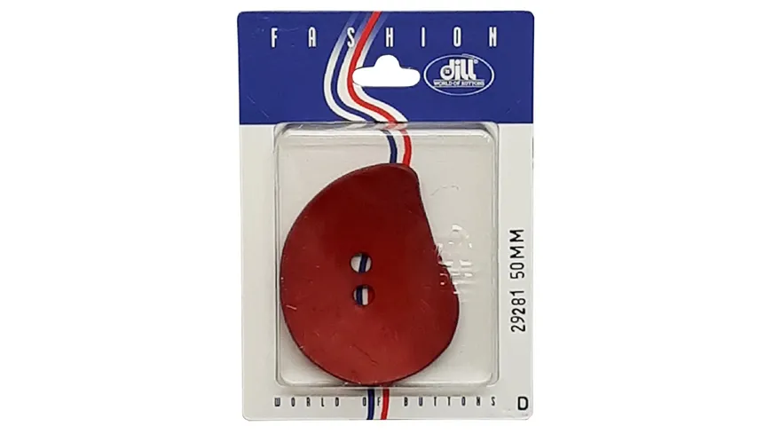 Dill 2-loch-Knopf oval mit Struktur Ø 50mm rot rot