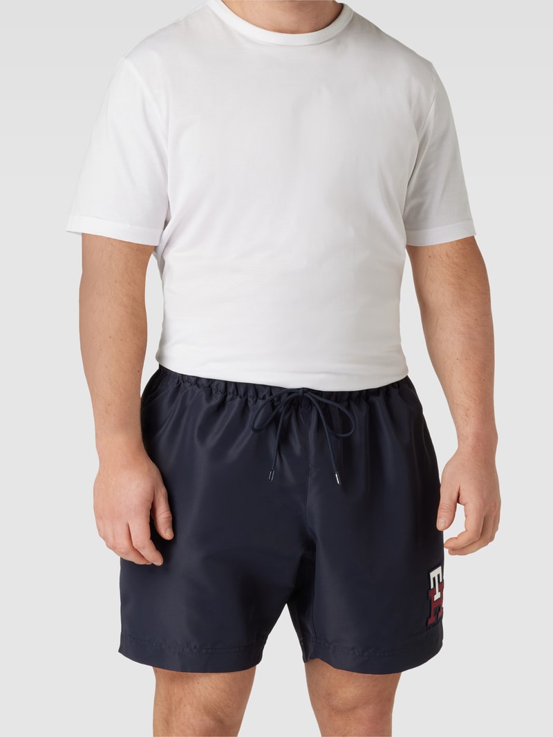 PLUS SIZE Badehose mit Label-Patch in marineblau