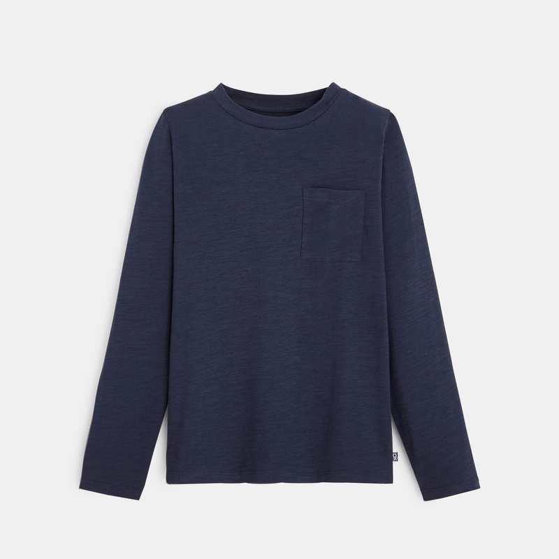 T-shirt uni en coton bleu garçon