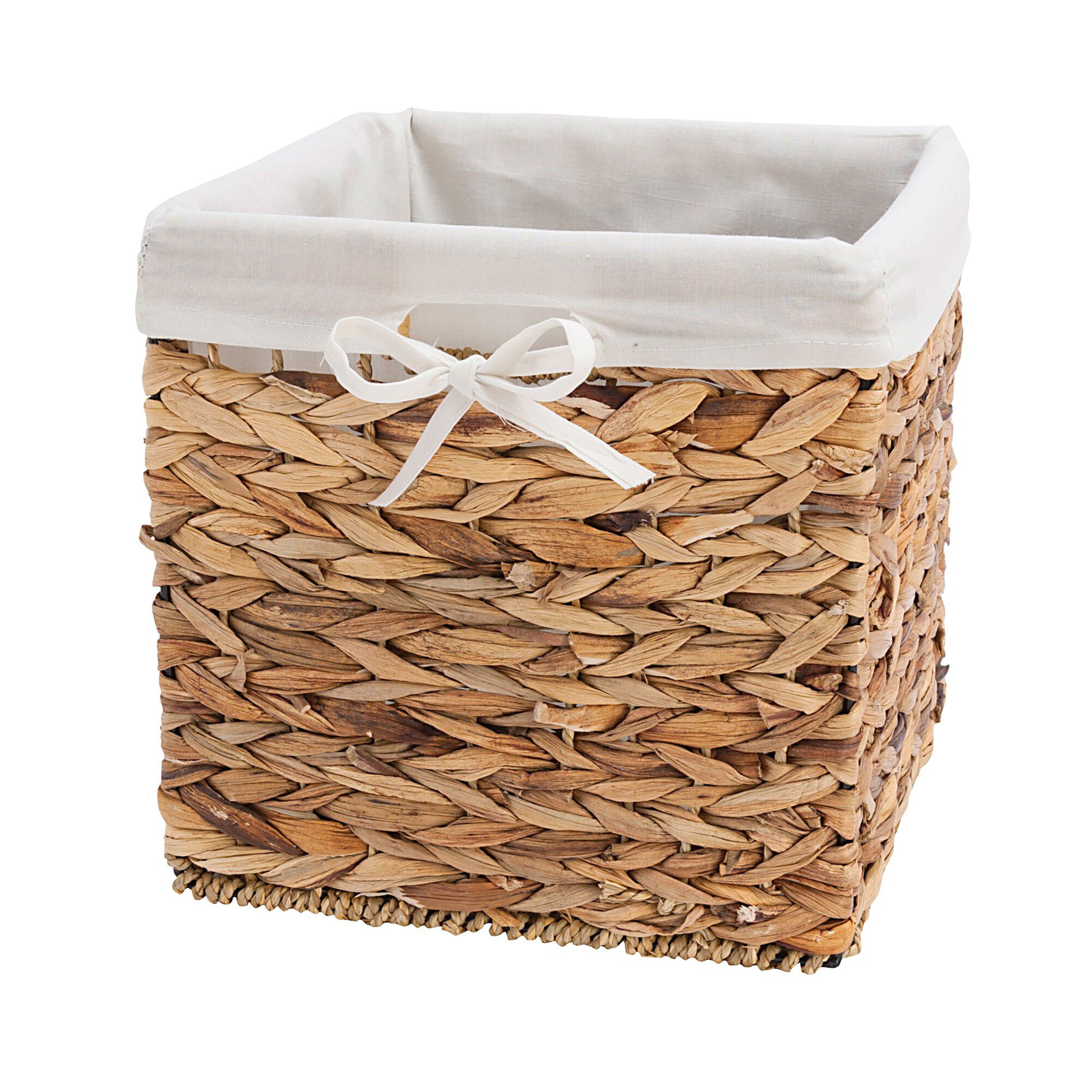 Panier de rangement pliable forme carré tressé jacinthe d'eau