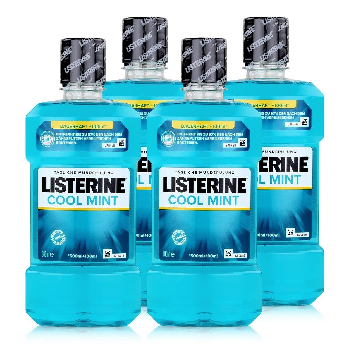 Listerine Mundspülung, Listerine Cool Mint 600ml - Mundspülung mit Minzgeschmack (4er Pack)