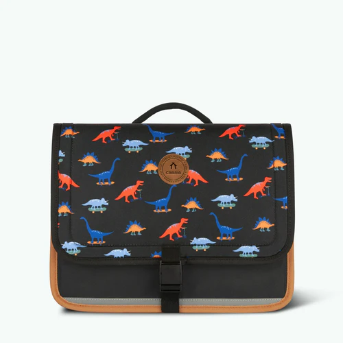 Discover Small Collodi Black Schoolbag with Flap