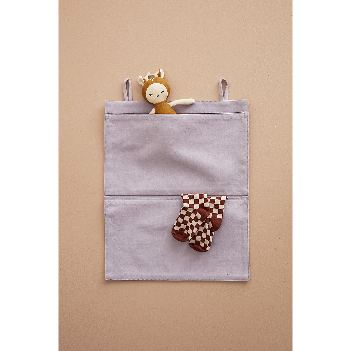 Wandtaschen aus Stoff, lila Wanddeko