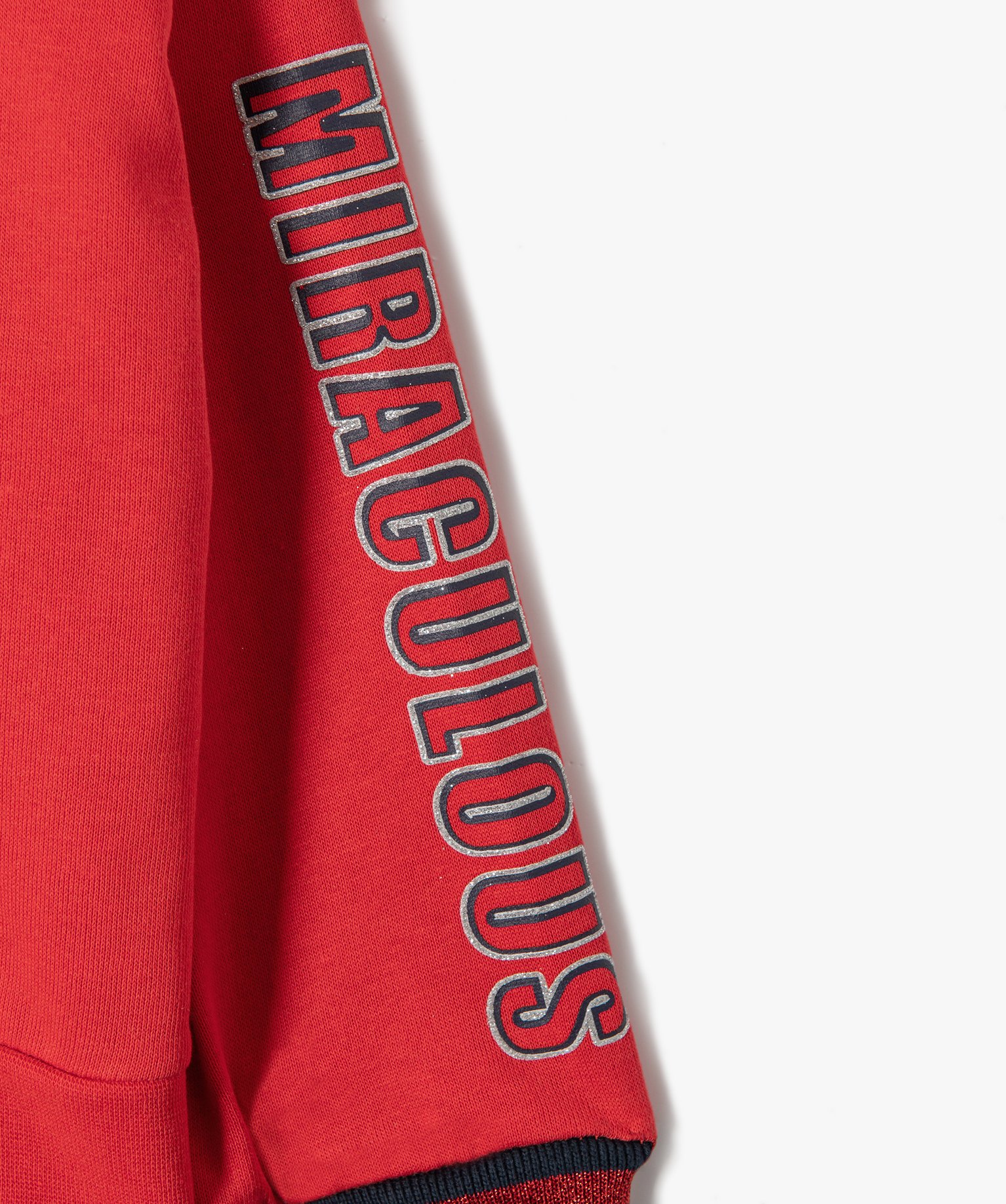 Sweat fille à capuche coupe asymétrique - Miraculous rouge | GEMO
