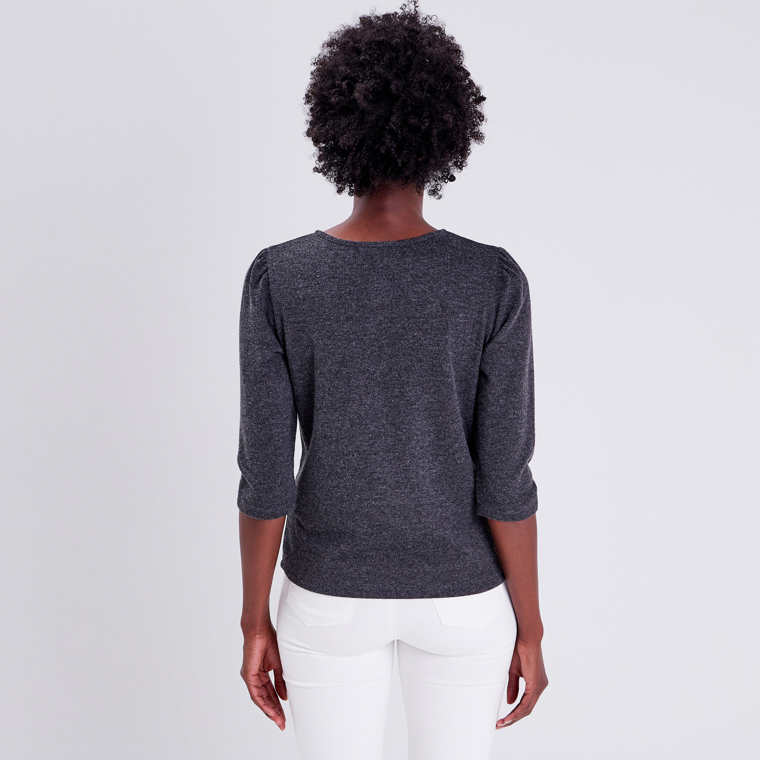 T-shirt manches 3/4 gris foncé femme | Cache Cache