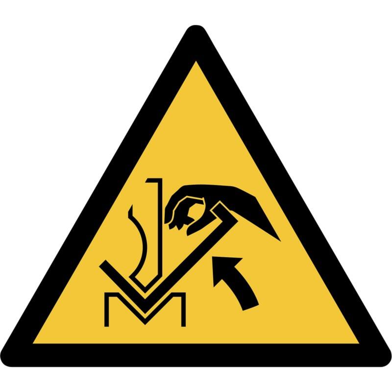 Djois Warnschild Warnung vor Quetschgefahr der Hand zwischen Presse und Material Klebstoff, einschraubbar PP (Polypropylen) 30 (B) x 0,14 (H) cm 3 Stück