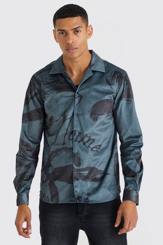 Langärmliges Velour-Hemd
