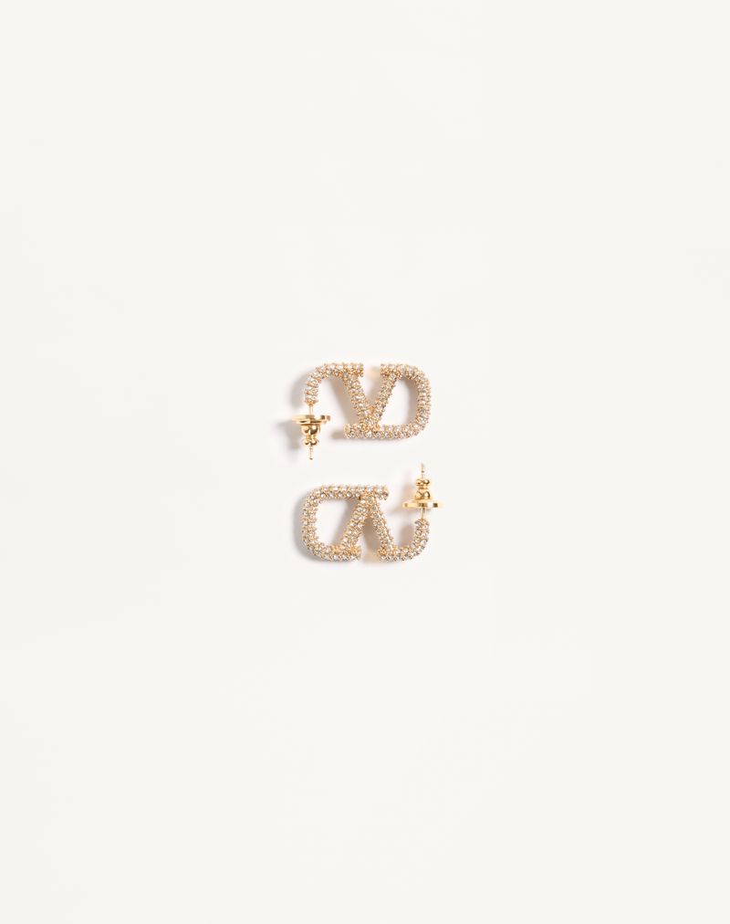 Brincos com a assinatura VLogo em metal e cristais Swarovski®