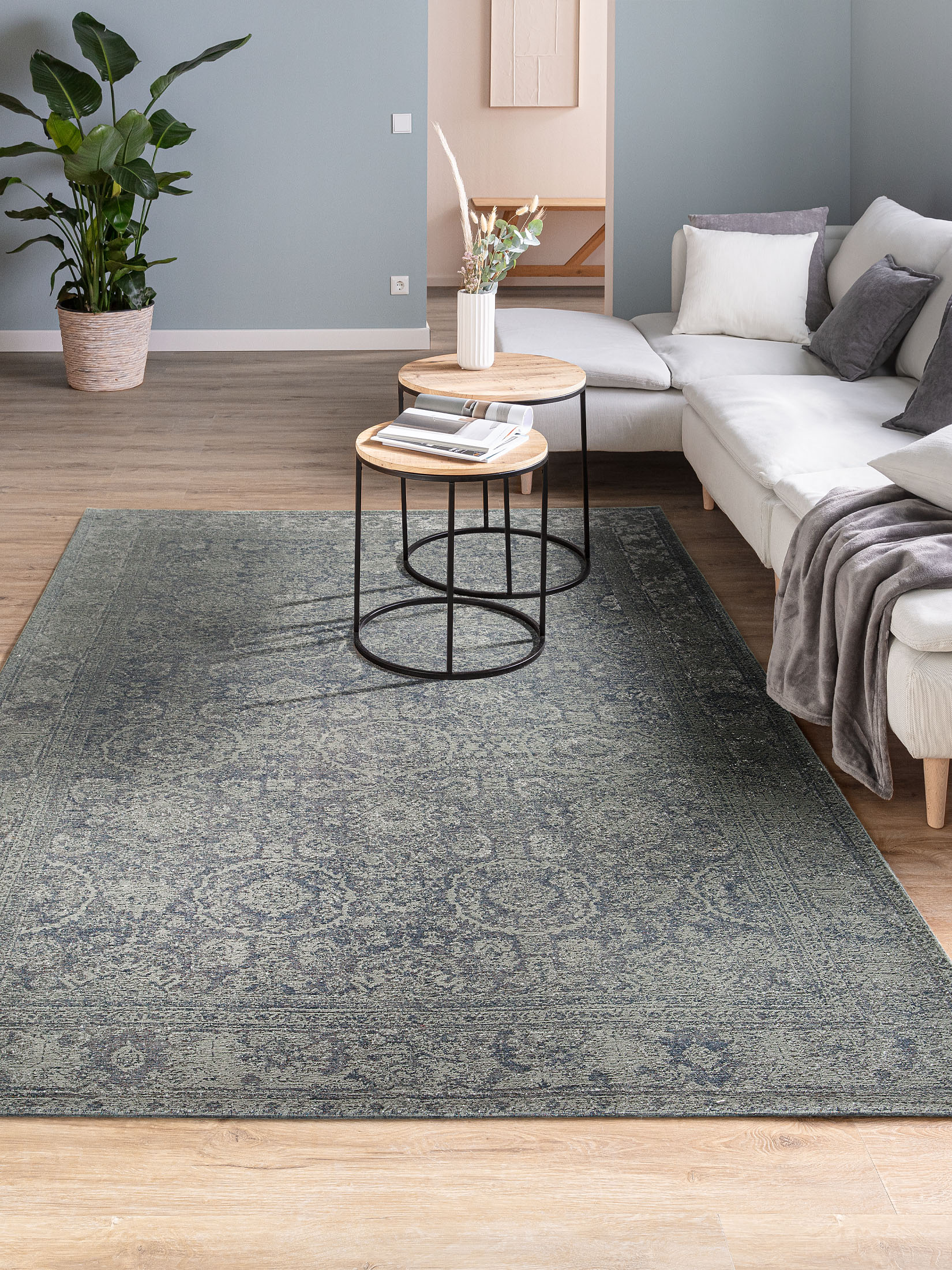 Haripur Vintage-Teppich, Vintage Blau