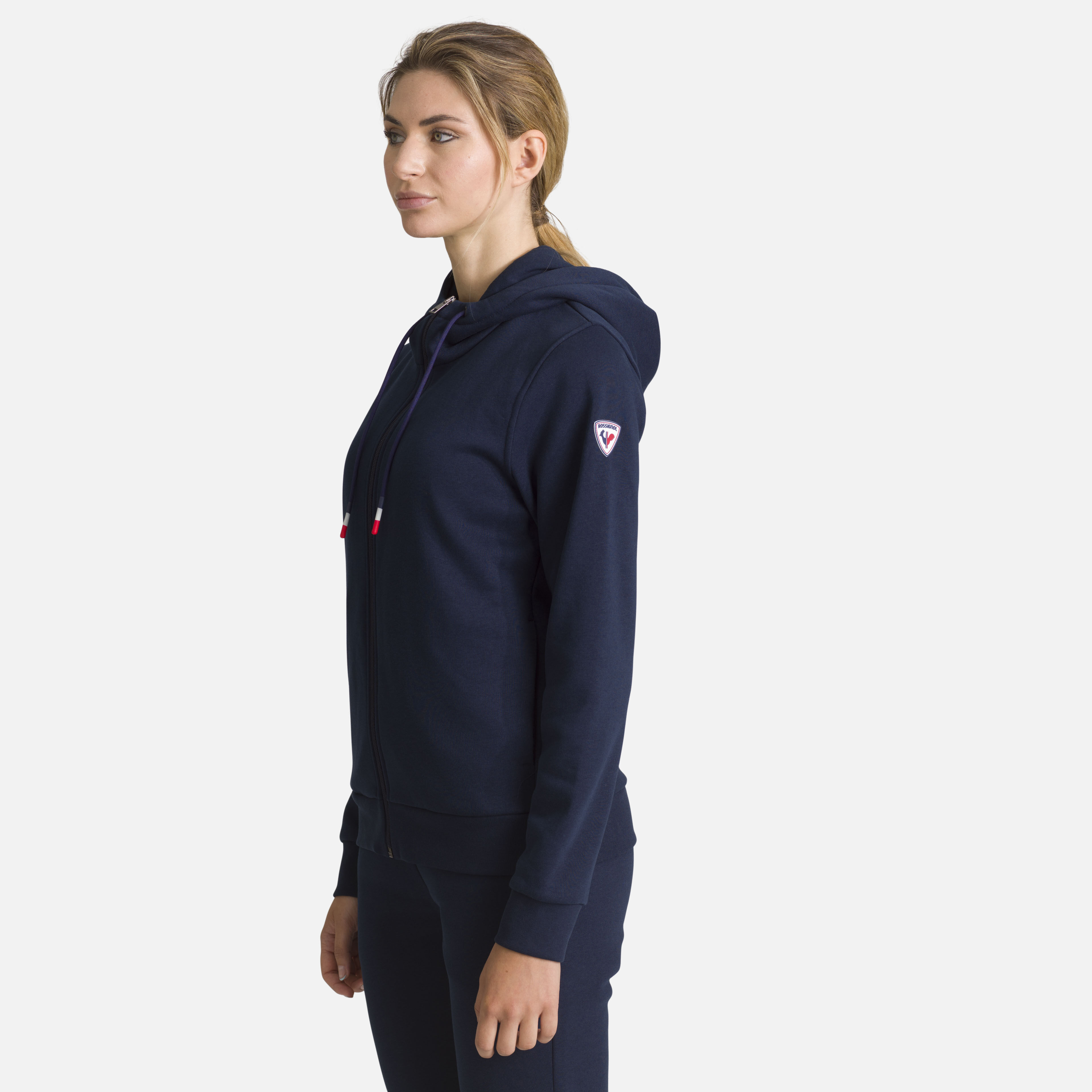 Sweat en coton à capuche zippé Logo Femme