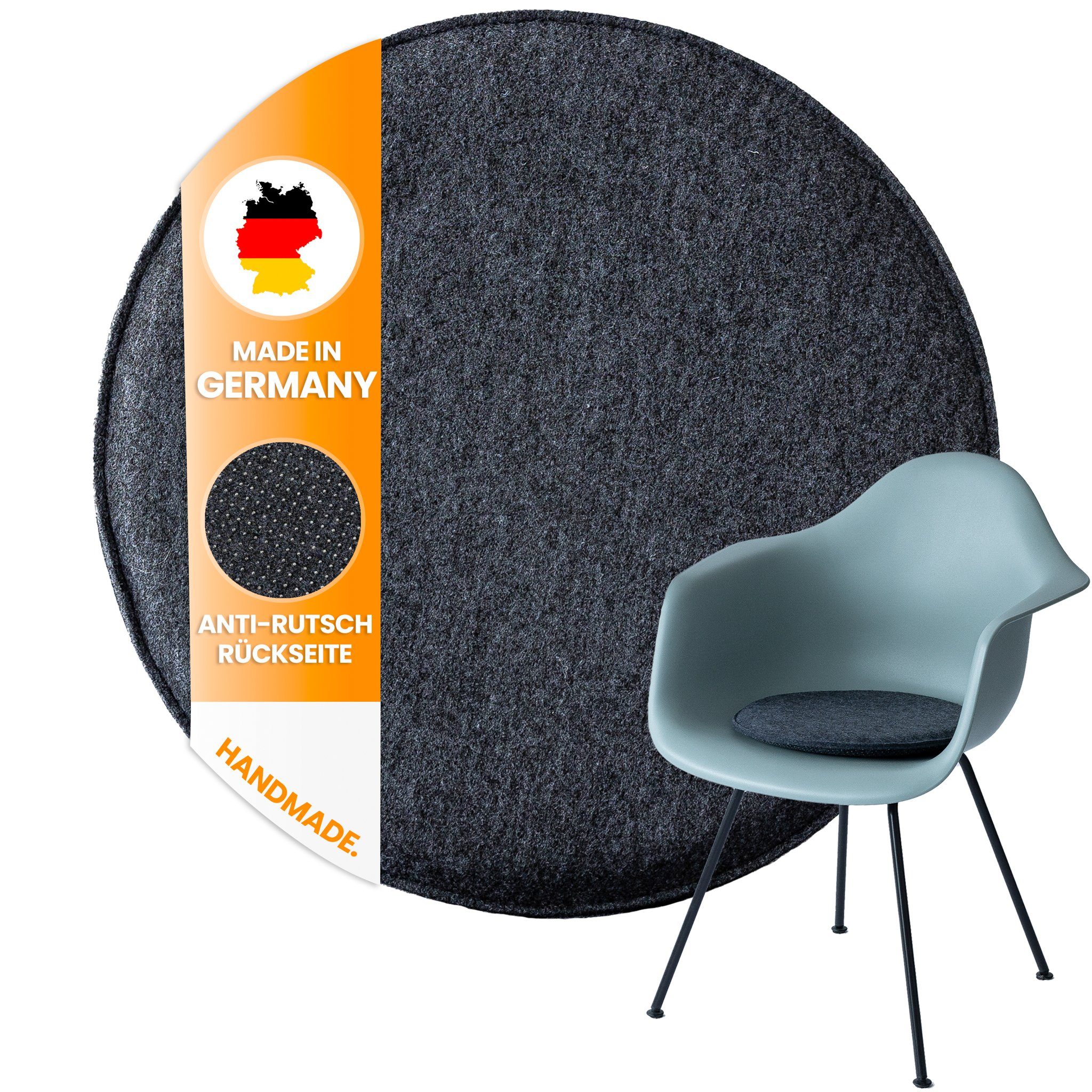 Easy and Green Sitzkissen Filz Rutschfest, upcycling rPET Filz, Made in Germany, Extra Bequem