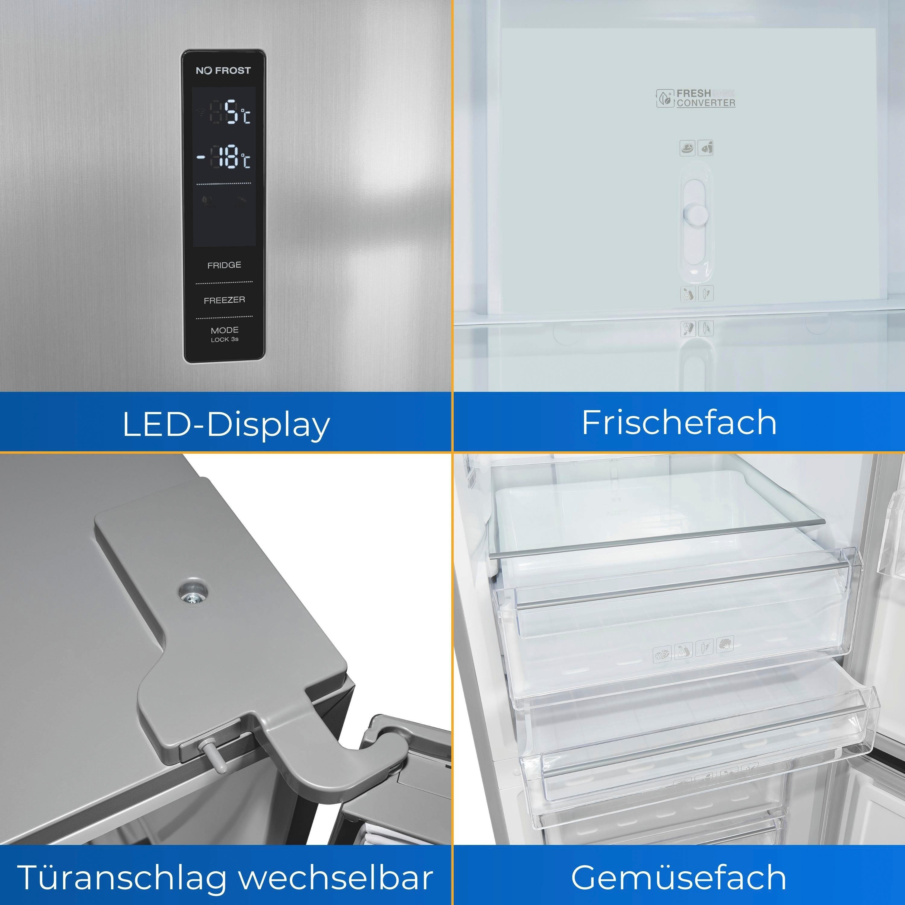 exquisit Kühl-/Gefrierkombination KGC350-105-NF-040C, 193 cm hoch, 60 cm breit