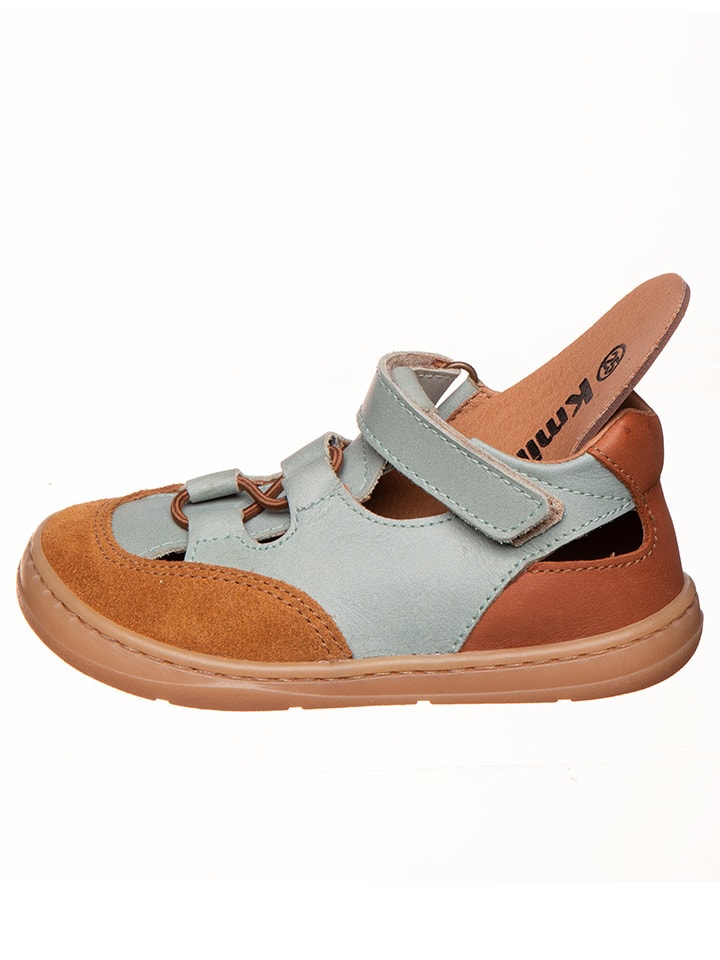 kmins Leder-Barfußschuhe in Hellbraun/ Hellblau günstig kaufen