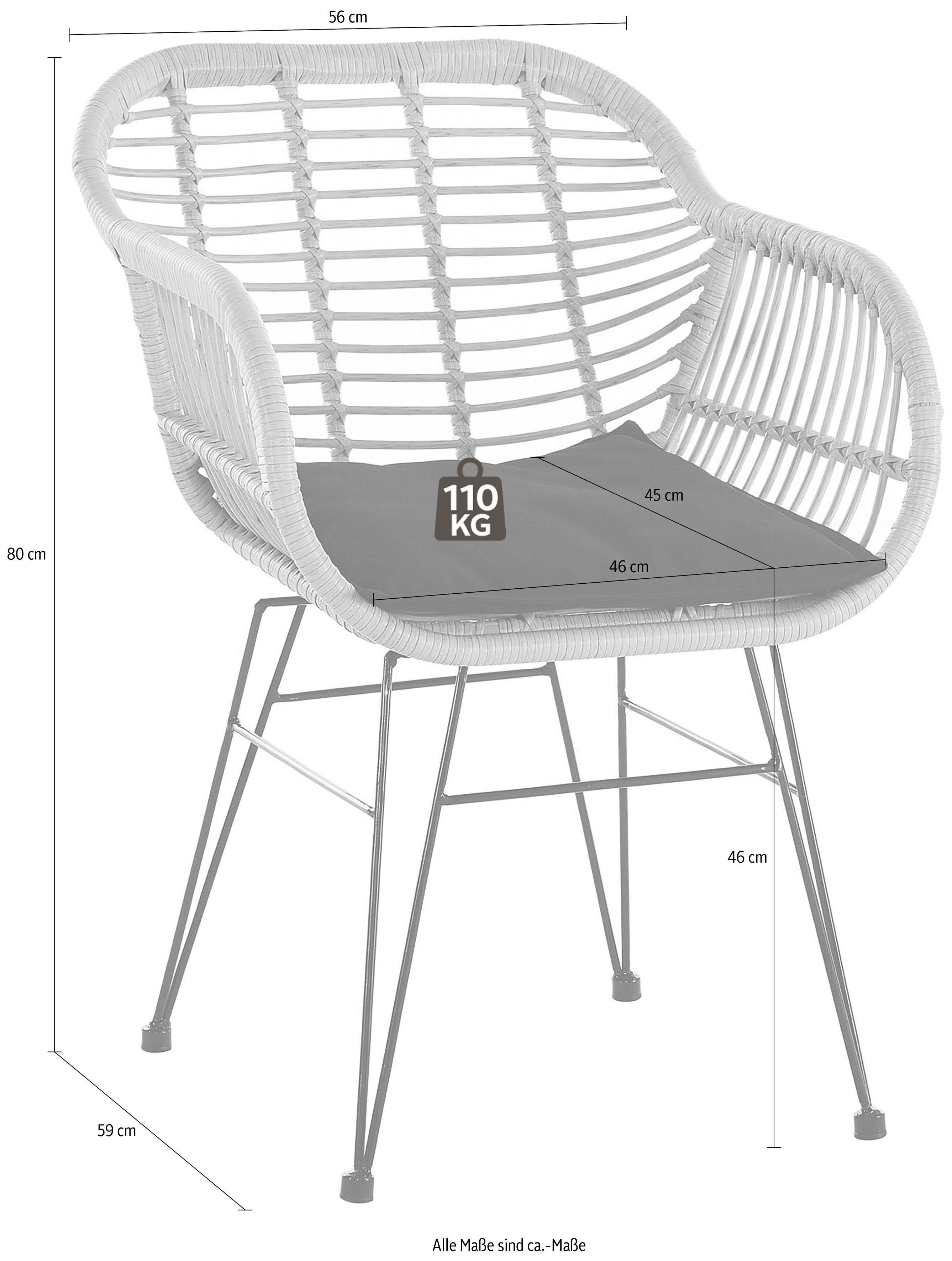 SalesFever Stuhl (Set, 2 St), aus wetterfestem Kunststoffgeflecht in Rattanoptik