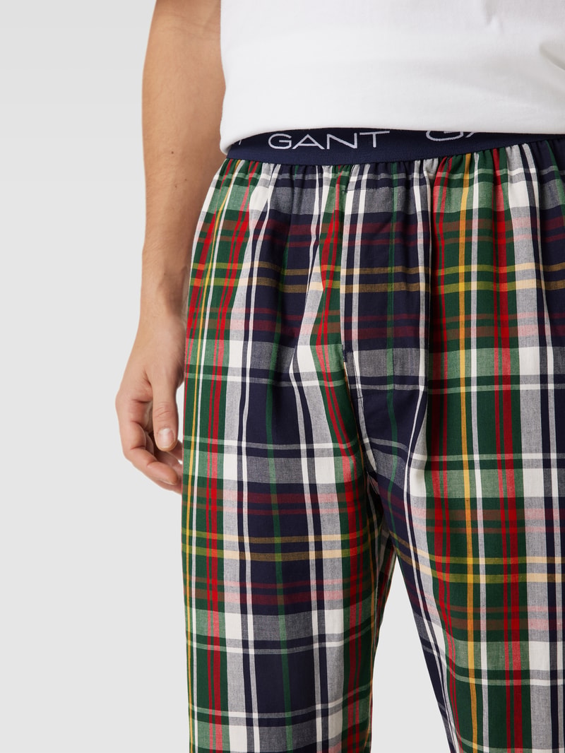 Pyjama-Hose mit elastischem Logo-Bund Modell 'CHECK' in dunkelblau