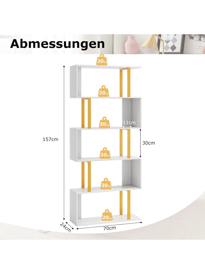 COSTWAY Standregal 5 Ebenen 70x24x157cm in Weiß günstig kaufen onesize
