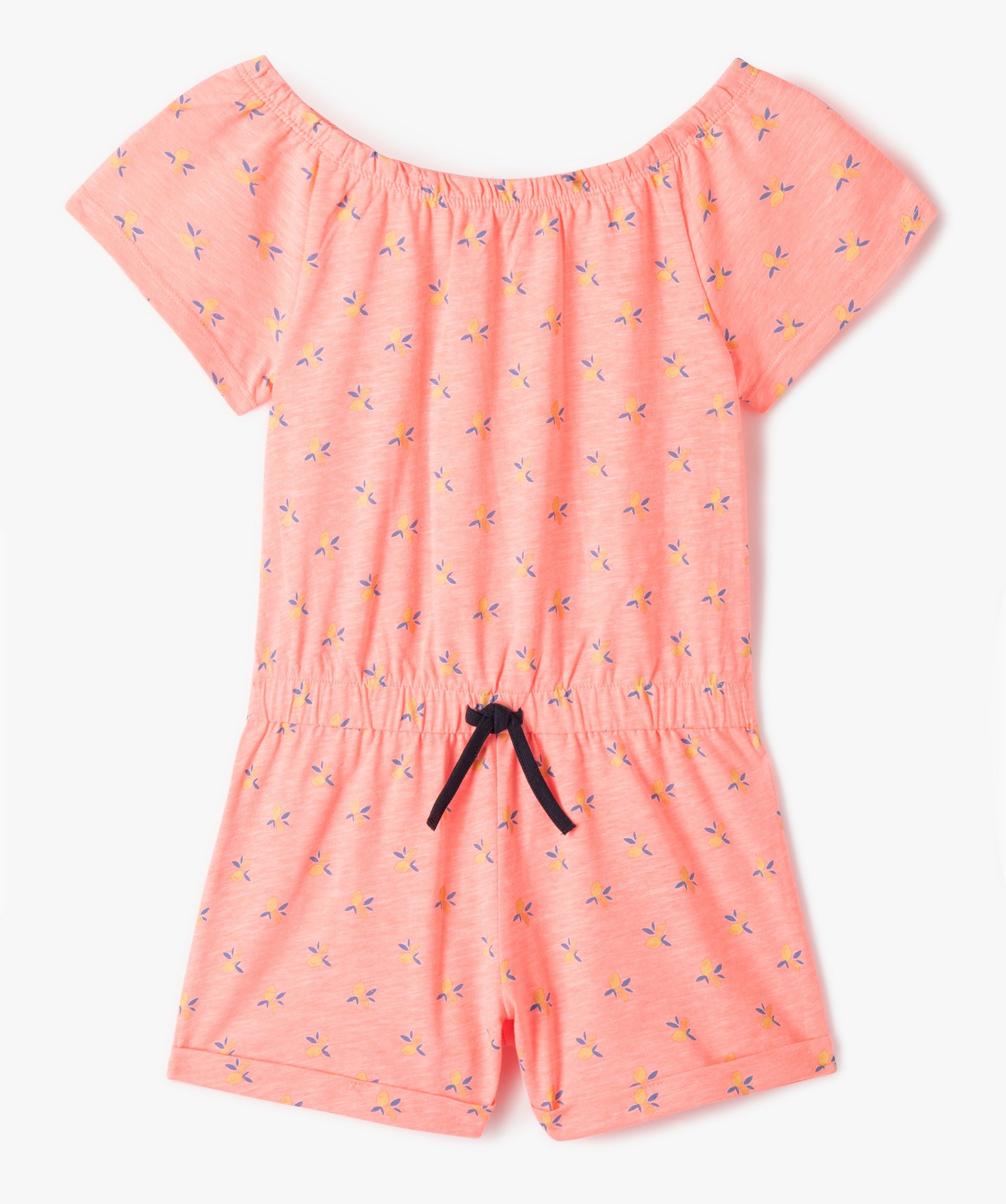 Combishort fille à manches courtes avec col et taille élas... orange | GEMO