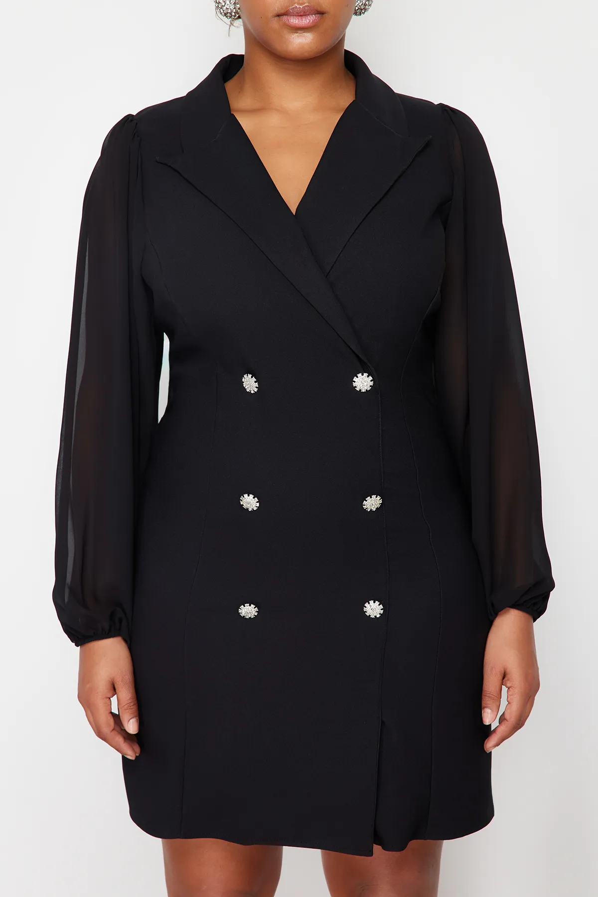 Trendyol Curve  Schwarzes gewebtes Jackenkleid TBBSS24AH00008
