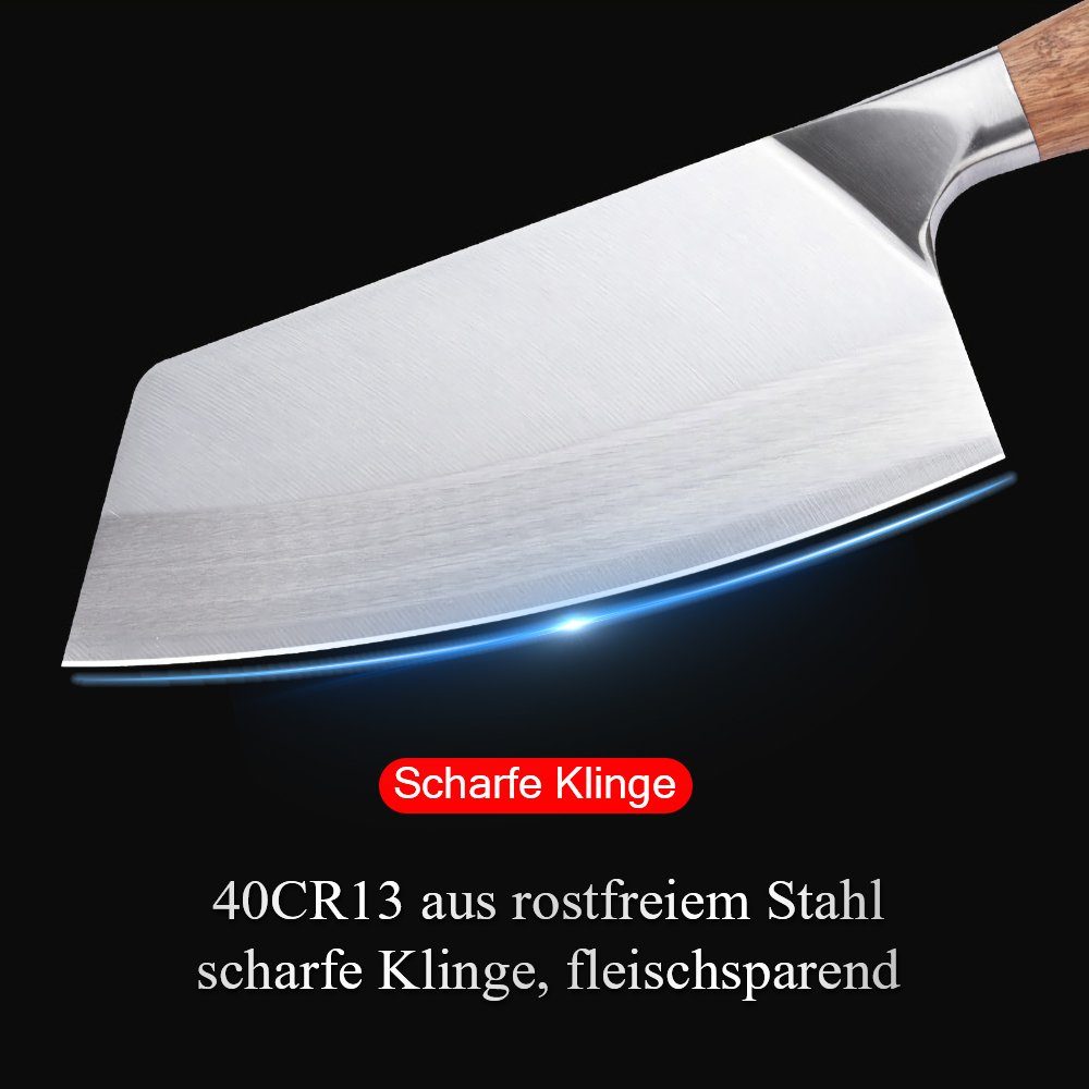 MDHAND Kochmesser Küche hohe Kohlenstoff-Edelstahl Schneiden Hackmesser, 32CM