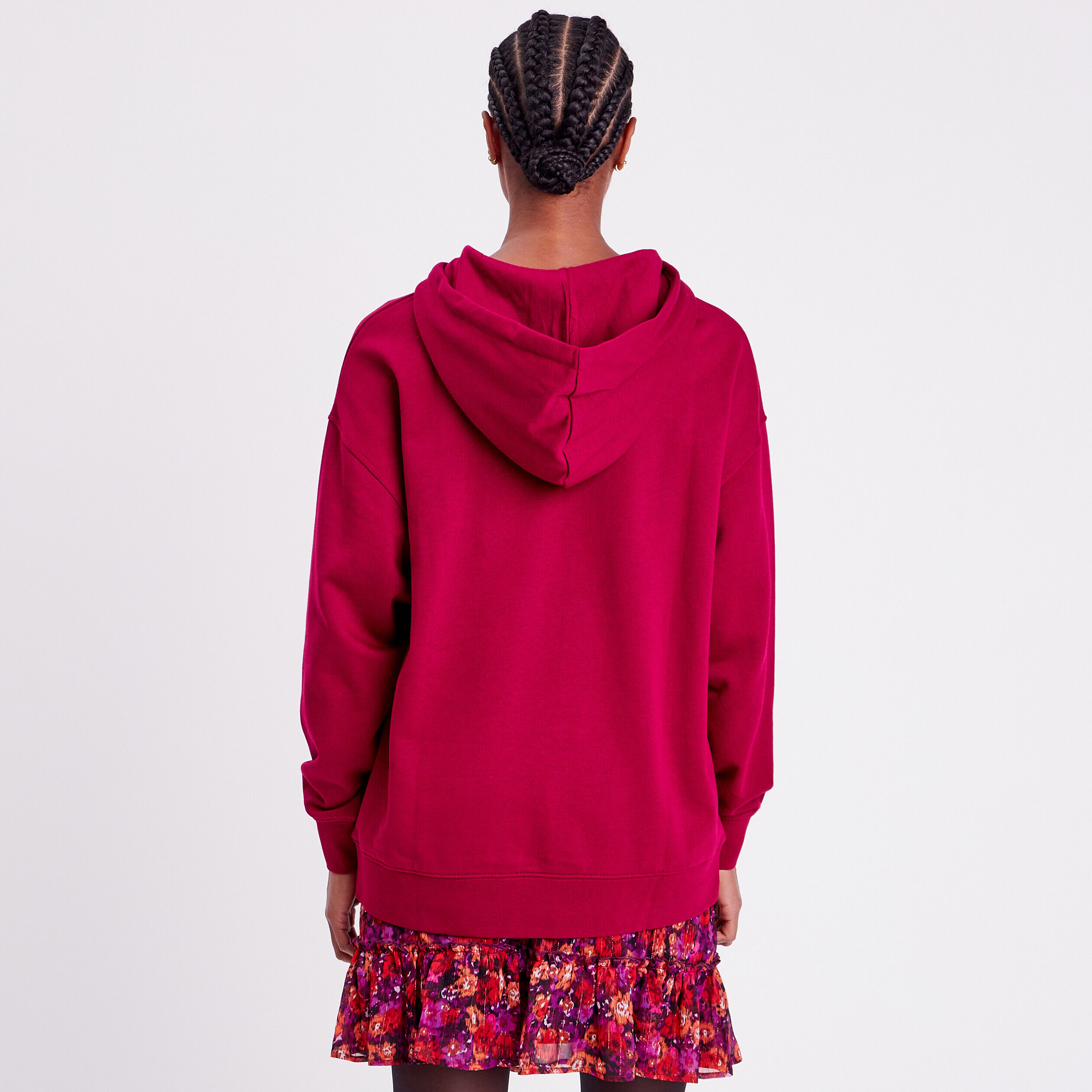 Sweat oversize à capuche rouge foncé femme | Cache Cache