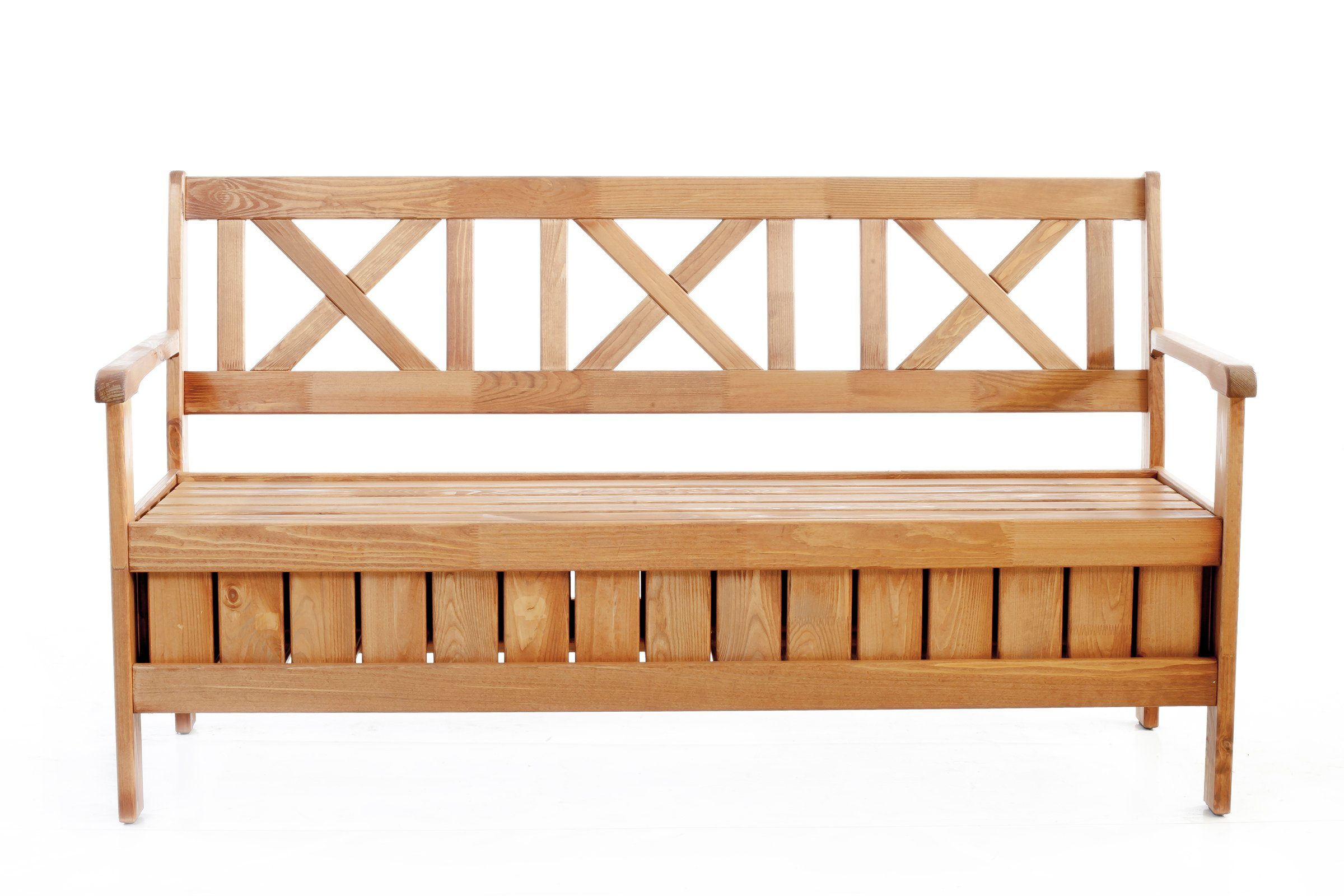 Home Feeling Gartenbank 3er Massivholz Truhenbank EVJE Kiefernholz, ca. 157x63x88 cm