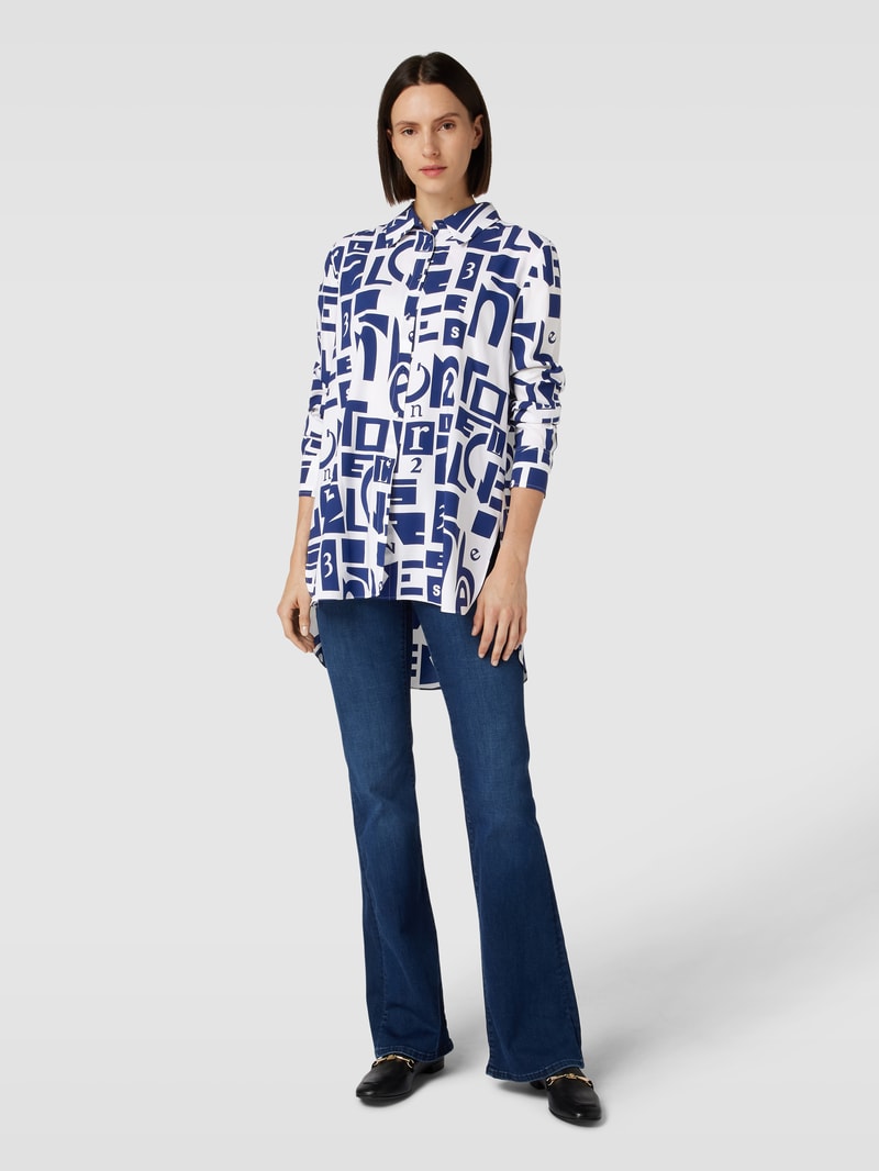 Hemdbluse mit Allover-Muster in royalblau