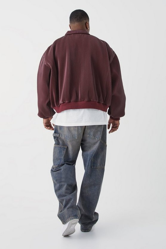 Plus kastige Harrington-Jacke aus Kunstleder