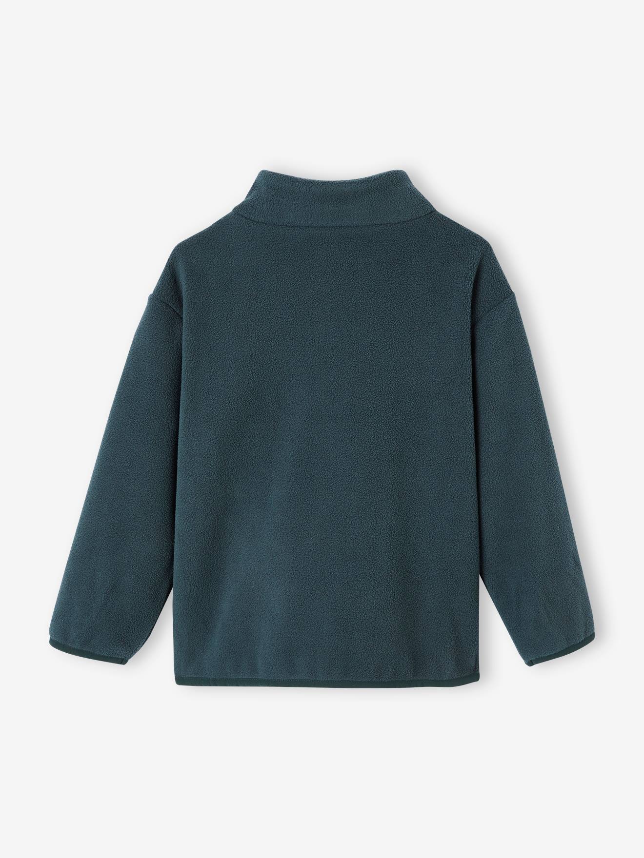 Sweat zippé en maille polaire garçon badge baleine en relief marine
