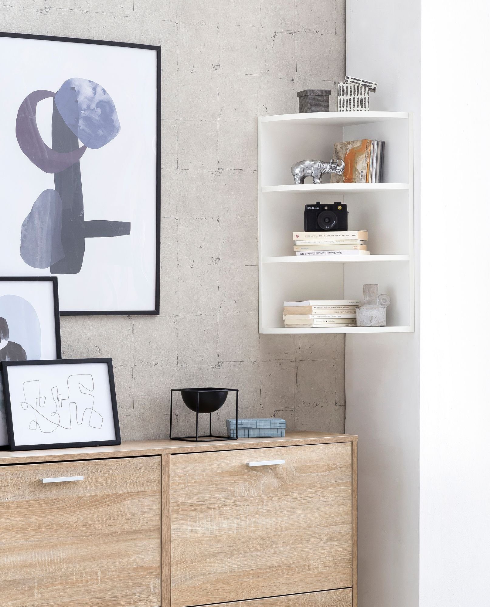 FINEBUY Eckregal SuVa14558_1, Weiß 30x60x30 cm, Wandregal Eck, Hängeregal Modern, Wandboard Freischwebend Dekoregal Bücherregal Wand
