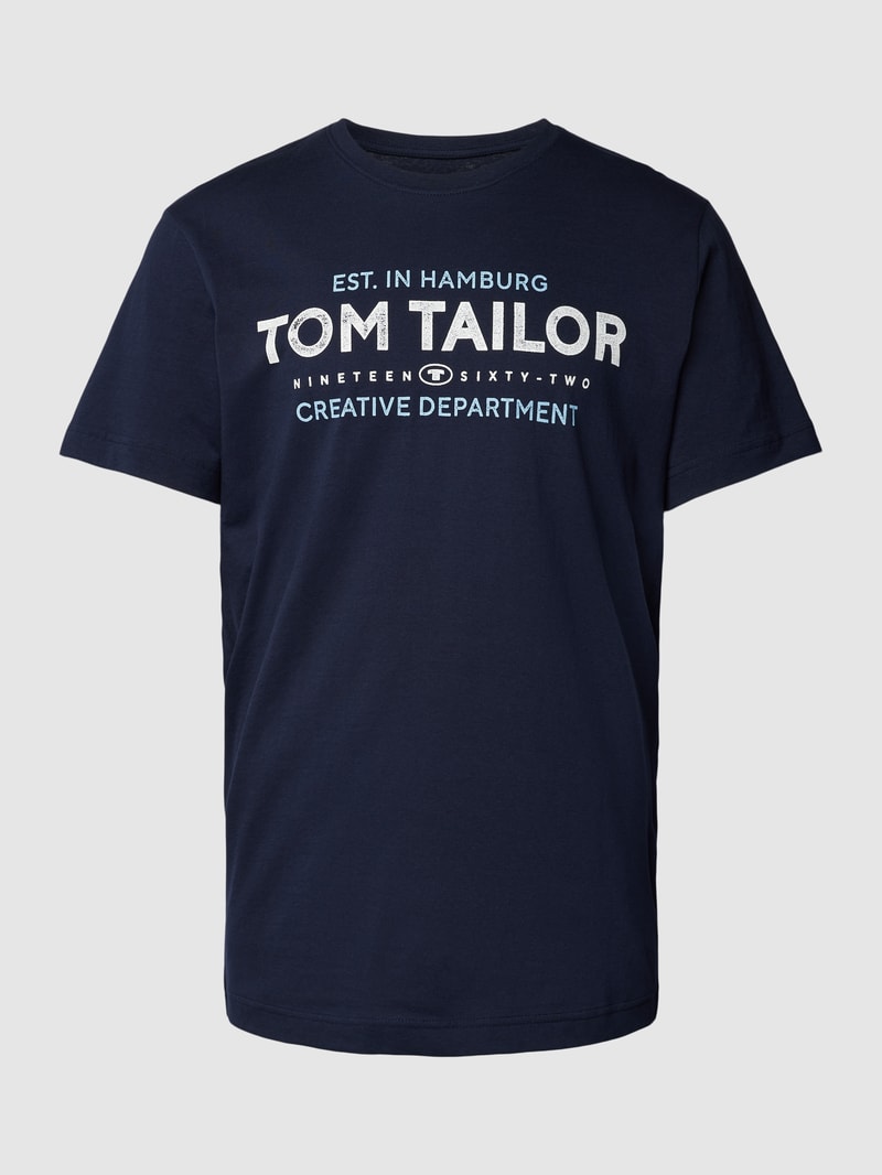 T-Shirt mit Label-Print in marineblau