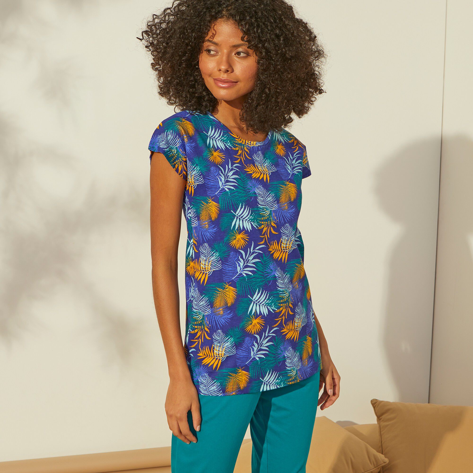 Tee-shirt de pyjama en coton manches courtes
