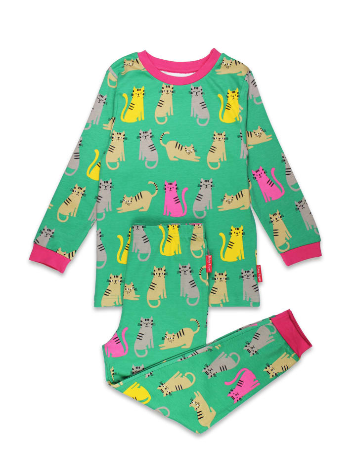 Toby Tiger Schlafanzug mit Kätzchen Print in grün günstig kaufen