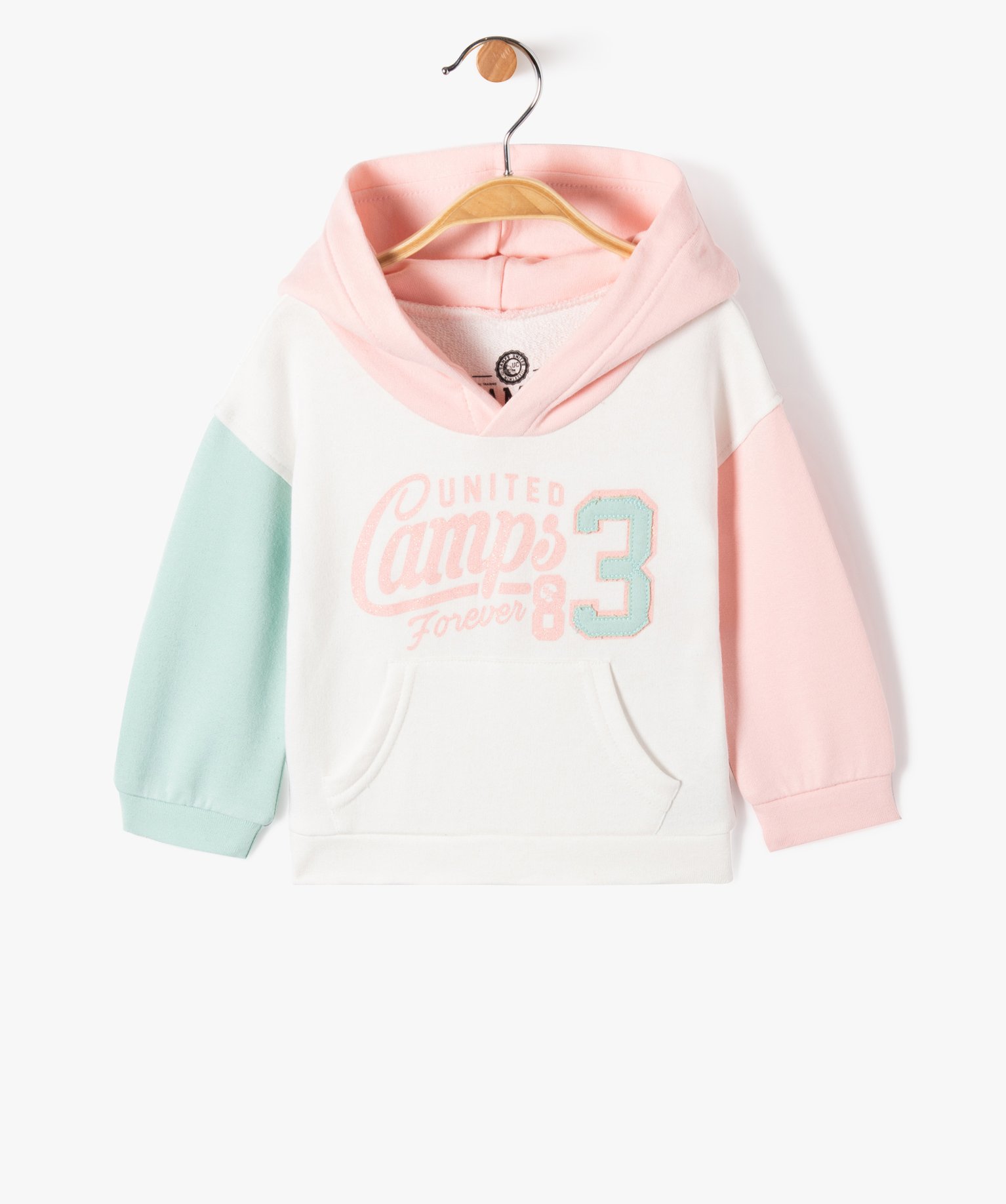 Sweat bébé fille multicolore à capuche et paillettes - Ca... ecru | GEMO