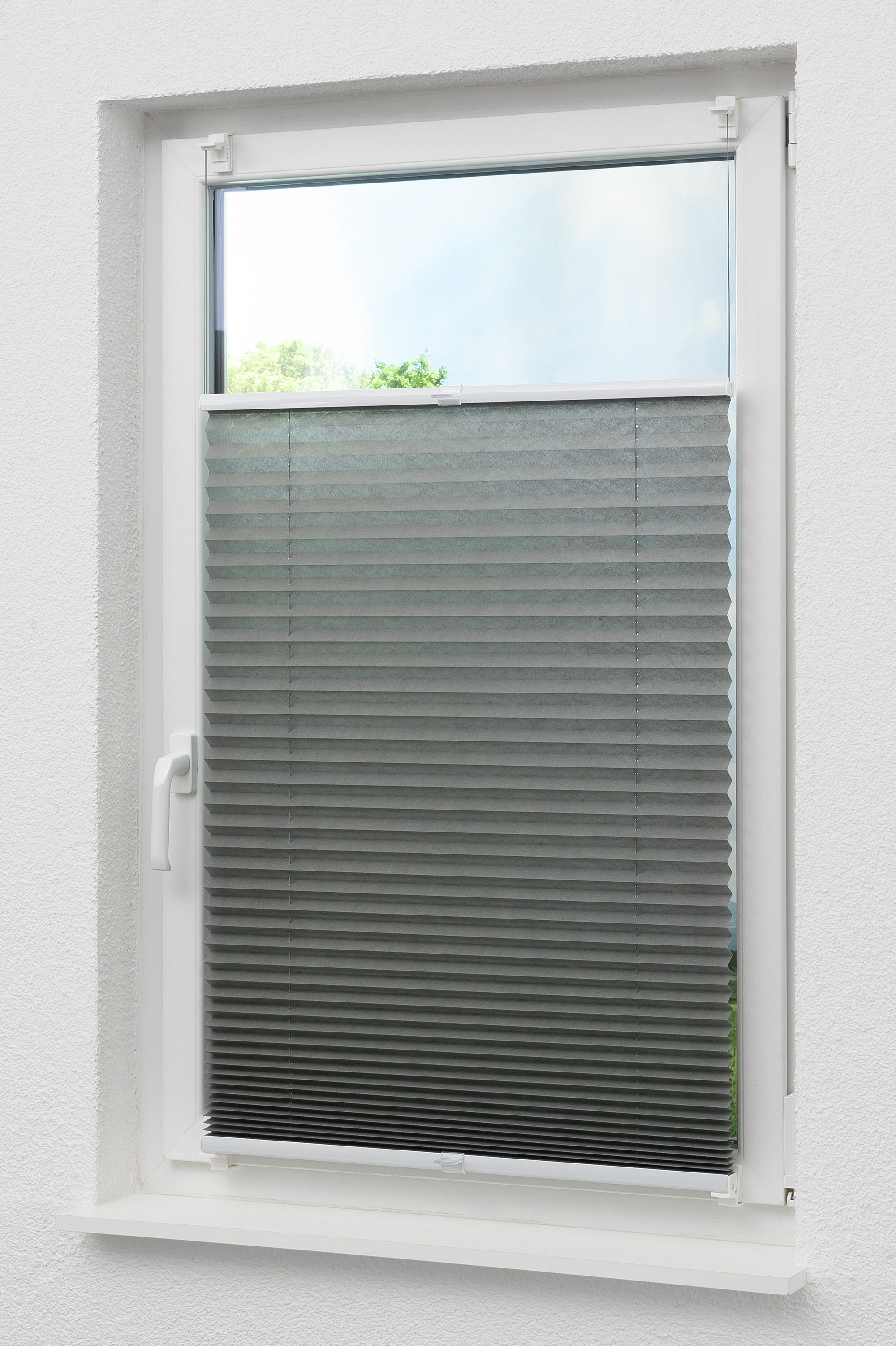 Plissee Klemmen Anthrazit, LYSEL®, blickdicht, HxB 130x45cm