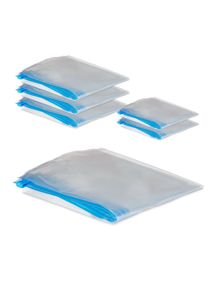 relaxdays 6tlg. Vakuumbeutel Set in Transparent/ Blau günstig kaufen onesize