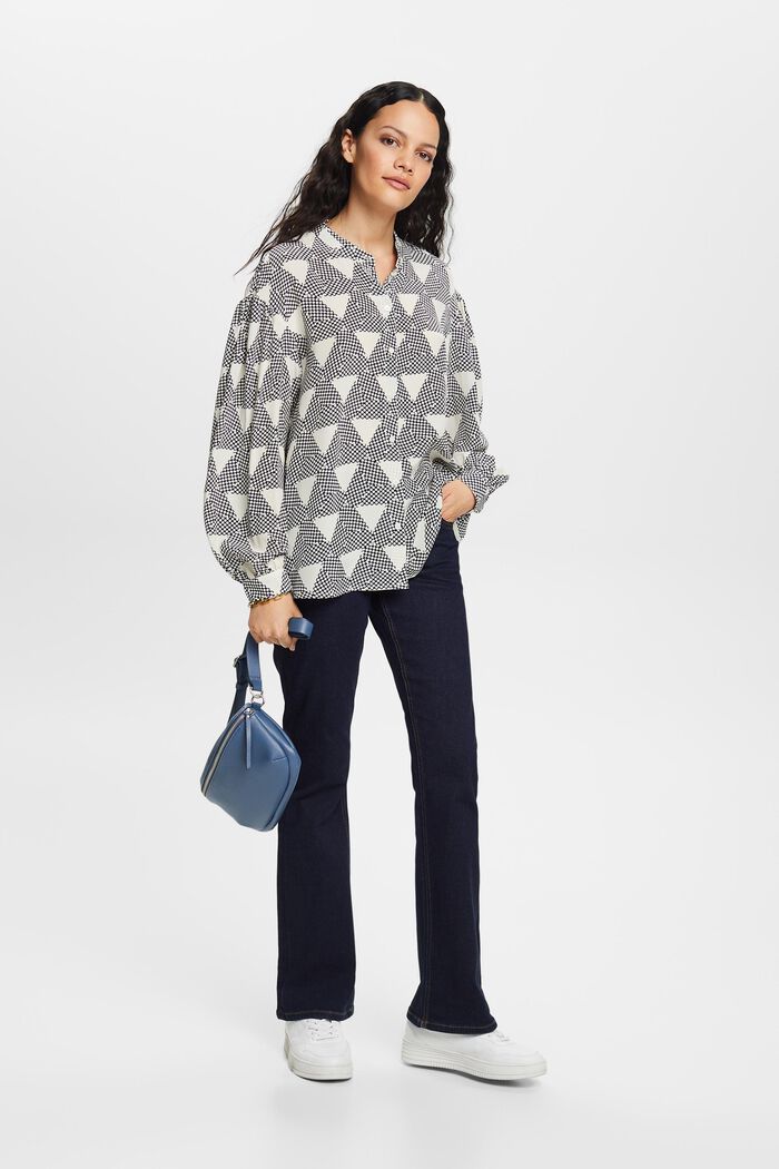 Gemusterte Bluse, 100 % Seide