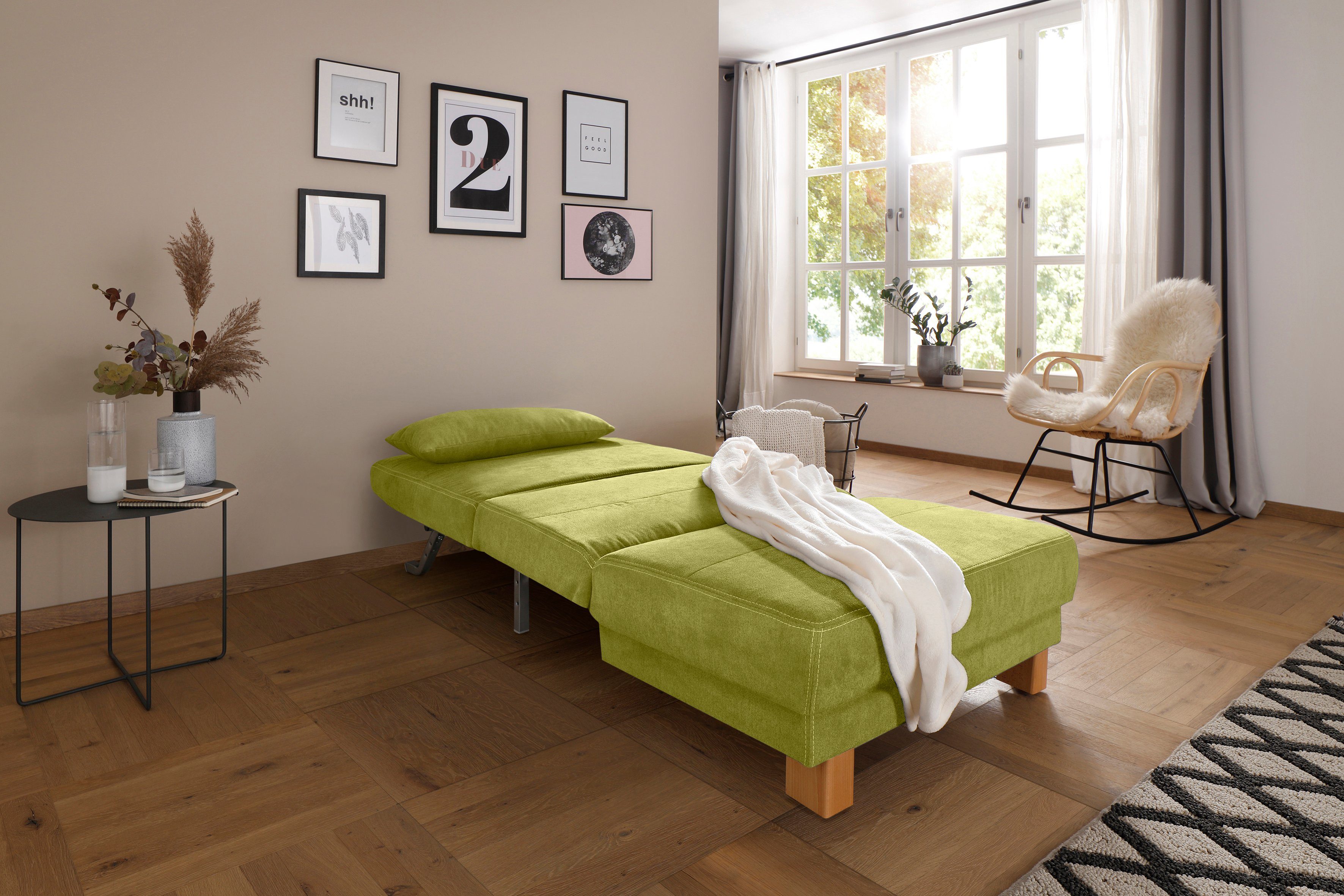 Home affaire Schlafsofa Gina, vom Sofa zum Bett mit einem Handgriff, in 4 Breiten, Nierenkissen