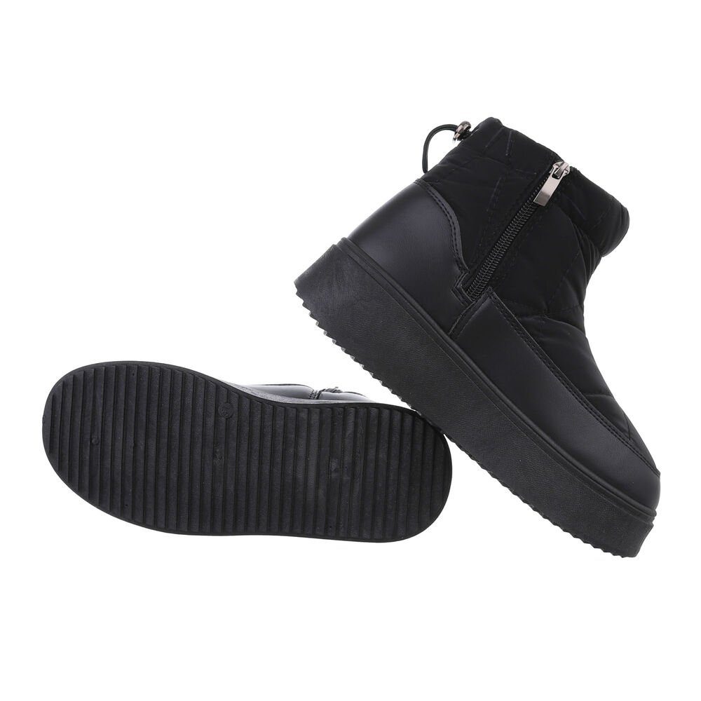 Ital-Design Damen Snowboots Freizeit Snowboots Flach Plateaustiefeletten in Schwarz