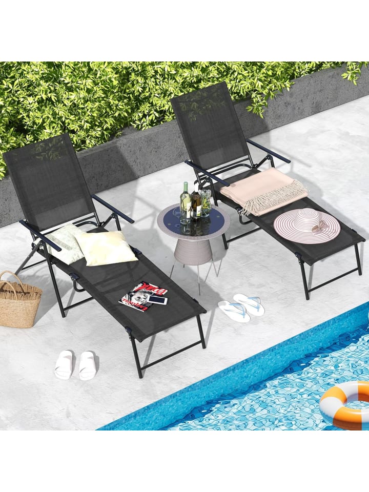 COSTWAY 2er Set Sonnenliege klappbar in Schwarz günstig kaufen onesize