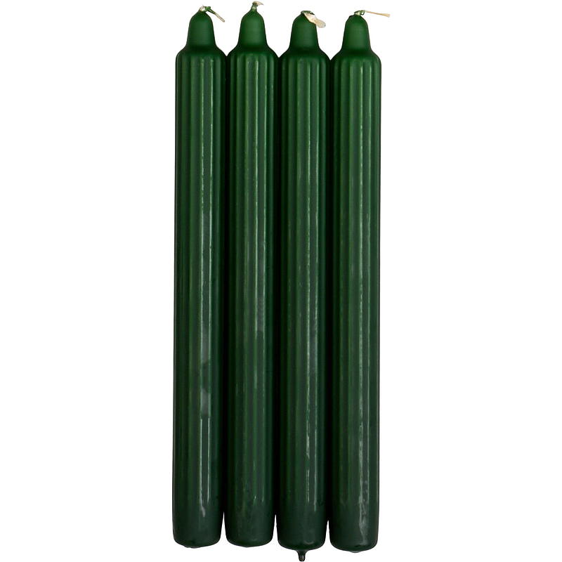 Vie Selected Kronelys 4-pk 24 cm rillet parafin grønn