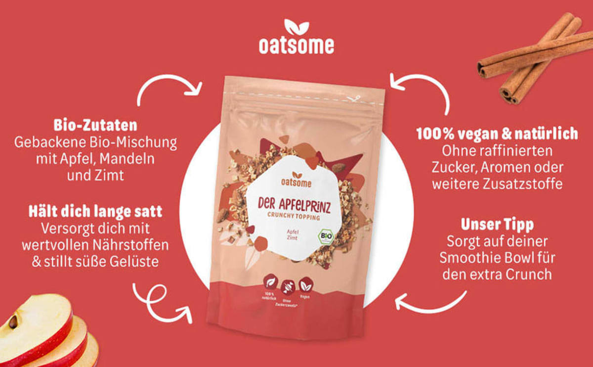 Crunchy Topping Der Apfelprinz, Apfel & Zimt, 180 g