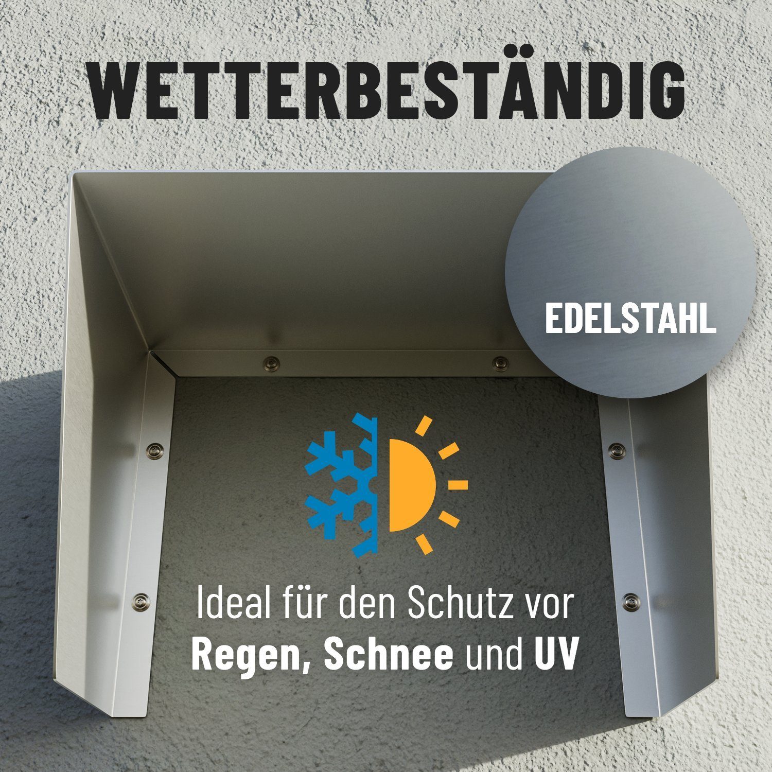 ABSINA Edelstahl Dach für Wallbox - Abdeckung für Wallbox - Wetterschutzdach Elektroauto-Ladestation-Halterung