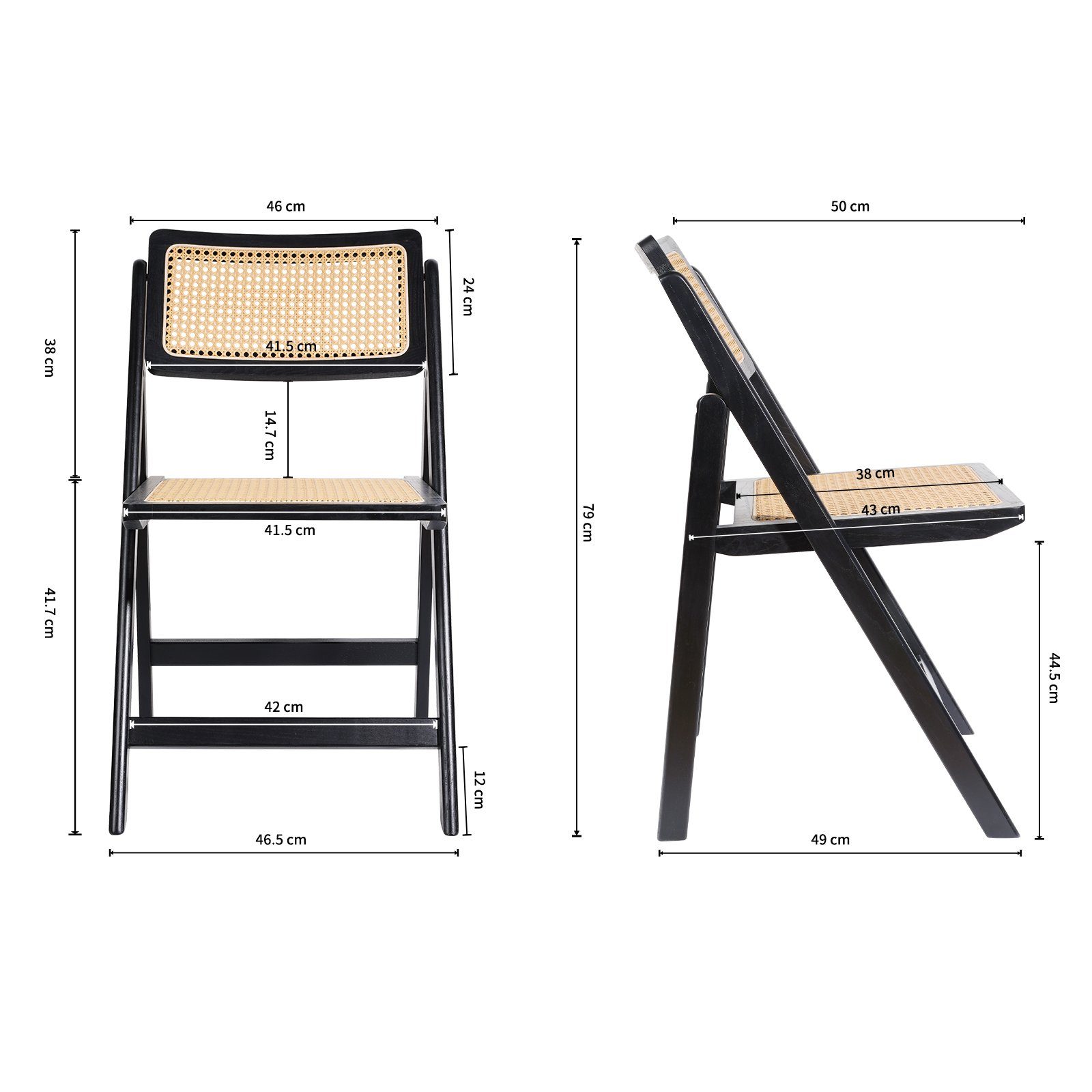 LIM HOME Klappstuhl TB000 (Packung, 1 St), Gestell aus Massivholz, Sitzfläche aus Rattan