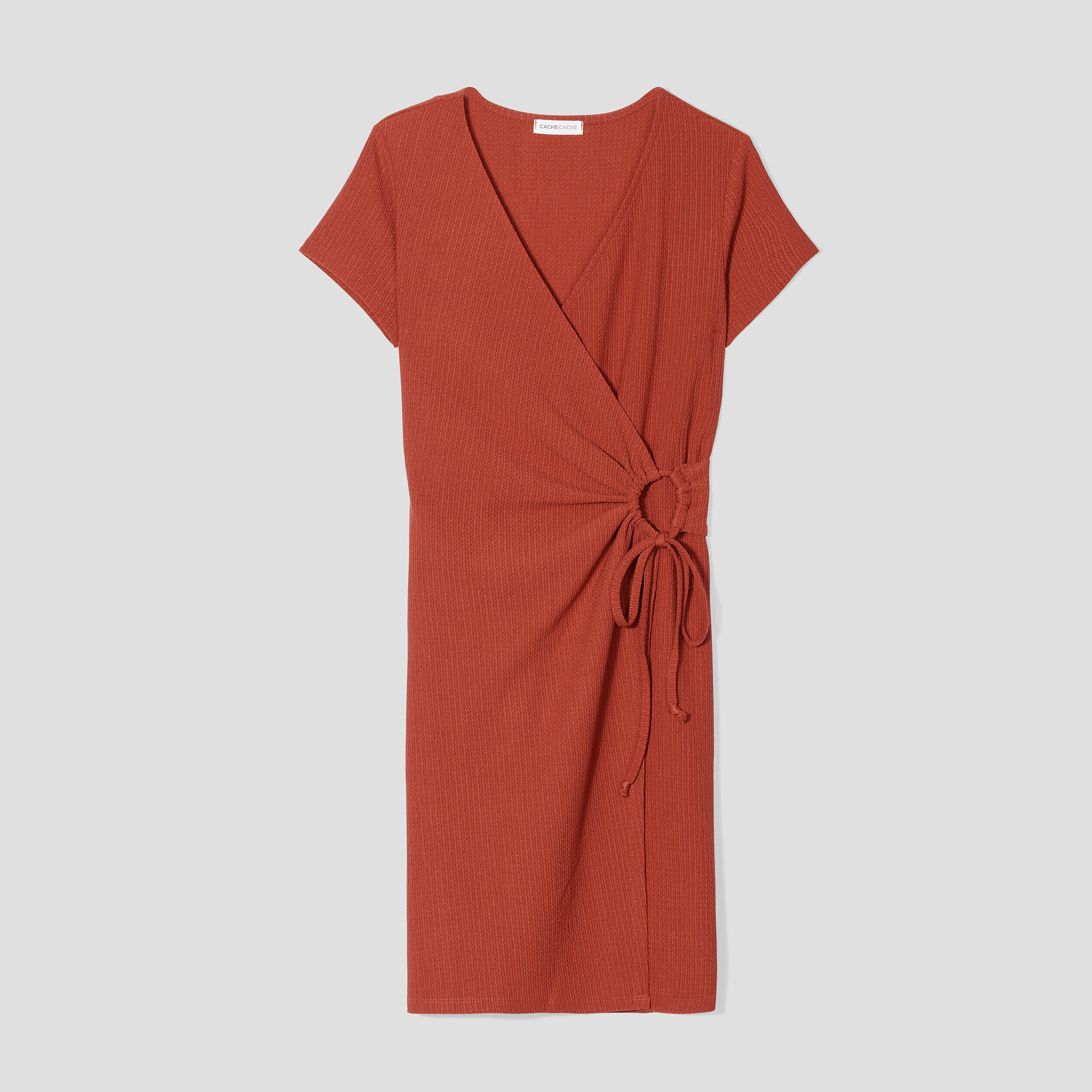 Robe portefeuille à cordons rouge foncé femme | Cache Cache