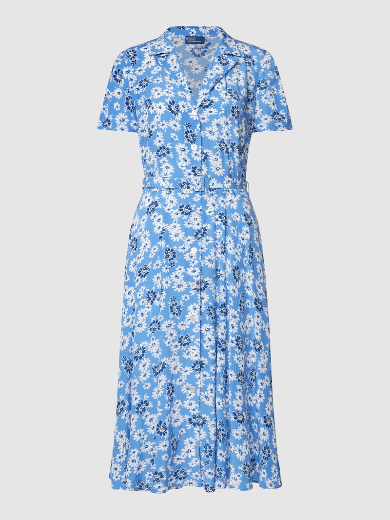 Midikleid mit floralem Muster in blau