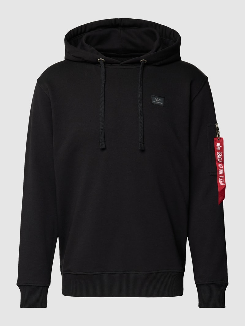 Hoodie mit Label-Applikation Modell 'X-FIT' in schwarz